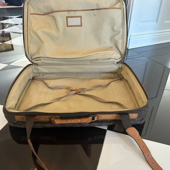 Louis Vuitton Brown Monogram Travel Bag with Leather Trim